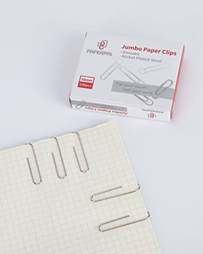 Paperpal Jumbo Paper Clips Smooth, 300 Large Paperclips (3 Boxes Of 100 Each), Paperclips For Office School & Personal Use, Daily Diy, 2" Silver Paper Clips Jumbo Size #TOP4
