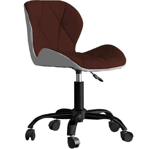 Image of Amazon Brand - Umi Home Swivel Height-Adjustable Faux Leather Office Computer Study Desk Chair for Salon, Spa in Dark Brown & White Color