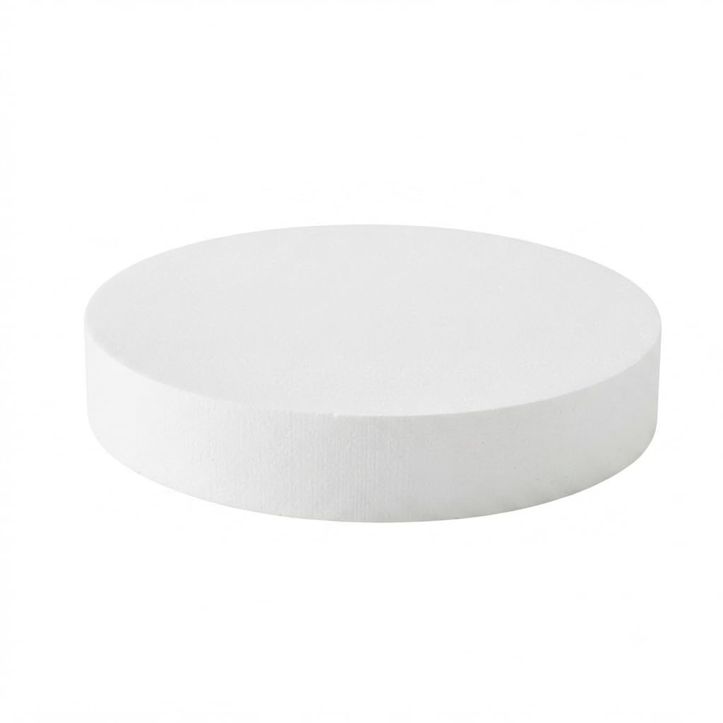 22" x 4" Round Foam Cake Dummy by Glownary – 2000 Ml, Paperboard, White, Model 246cdrd422