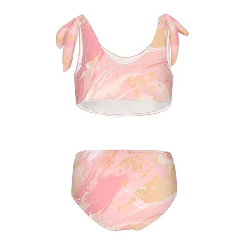 KLL Gold Glitter Pink Marble Girls' 2 Piece Bikini Set Beach Swimsuit Swimming Suits Cute Shoulder Strap2