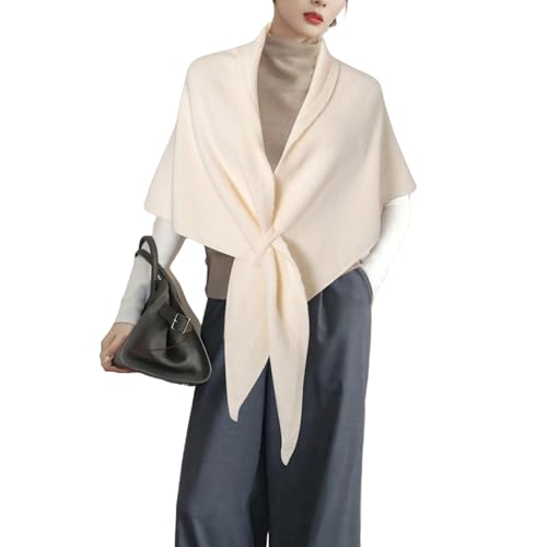 Wool Knotted Shawls, Women'S Solid Color Wool Blend Shawl, Knitted Triangle Sweater, Winter Fall Evening Casual Outerwear
