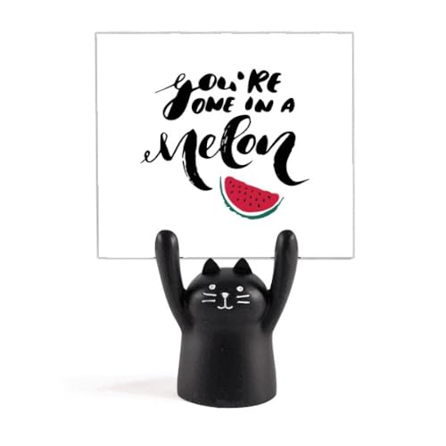 Porte-mémo chat noir support note de bureau et pince mémo humour melon