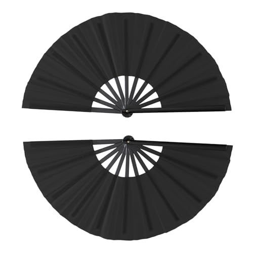 Qchengsan Ventilador de mão Rave, pacote com 2 leques grandes dobráveis de mão, leques de mão dobráv