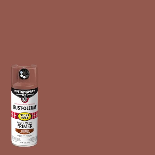 Image of Rust-Oleum Stops Rust Custom Spray 5-in-1 Rusty Metal Primer, Brown | Bonds To Rusted Metal | Adjustable Spray Dial | Any-Angle Spray | Fast Dry | Stops Rust Formula | 6 Pack