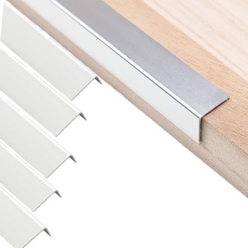 Image of 6PCS L Molding Aluminum Wall Corner Trim 0.78 inch x 0.78 inch x 35.4'' Edging Protector Wall Guard Wall Door Frame Cabinet Baseboard Protection, Silver