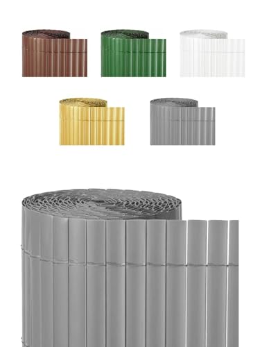 Jardin202 - Cañizo PVC Doble Cara 1400gr – Durabilidad y Privacidad con Bridas de Fijación Incluidas | 1x3m (Gris)