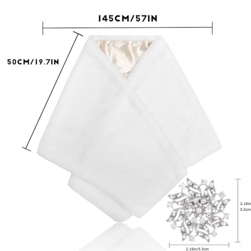 Women's Faux Fur Shawl Wedding Wrap Bridal Stole Scarf Cape for Bride and Bridesmaids2