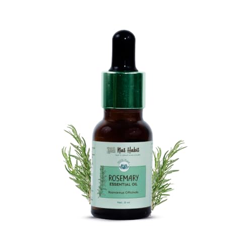 Image of Nat Habit Rosemary Essential Oil, Pure Steam Distilled, For Hair Growth, Acne & Greying Hair, 100% Natural & Therapeutic Grade - 15ml