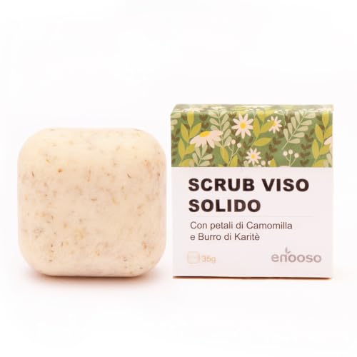 Nettoyant visage Enooso Gommage exfoliant solide à l'aloès et aux pétales de camomille artisanale 100% naturel et végétalien pour un peeling et des soins de la peau écologiques