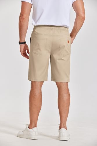 Image of COOFANDY Mens Casual Shorts Cotton Elastic Waist Drawstring Shorts Lightweight Summer Beach Shorts