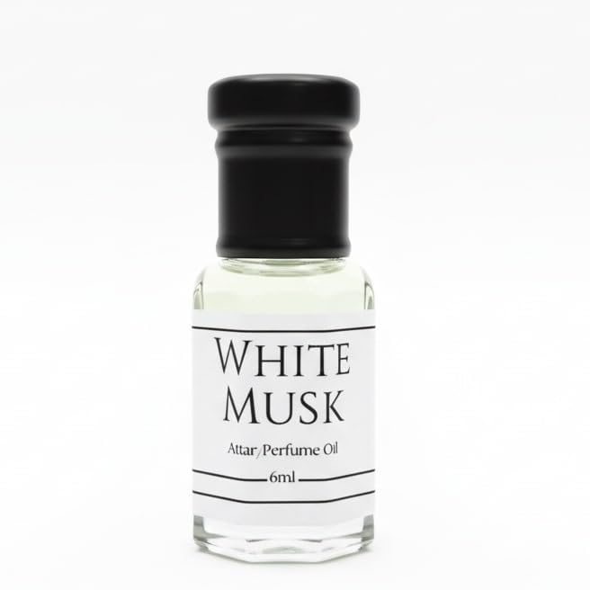 Image of White Musk Attar Perfume Oil 6ml Roll-On | Non Alcoholic Musk Fragrance for Men & Women | Long Lasting Natural Perfume Oil | Soft Powdery Floral Scent | Pocket Roll-On Gift Attar