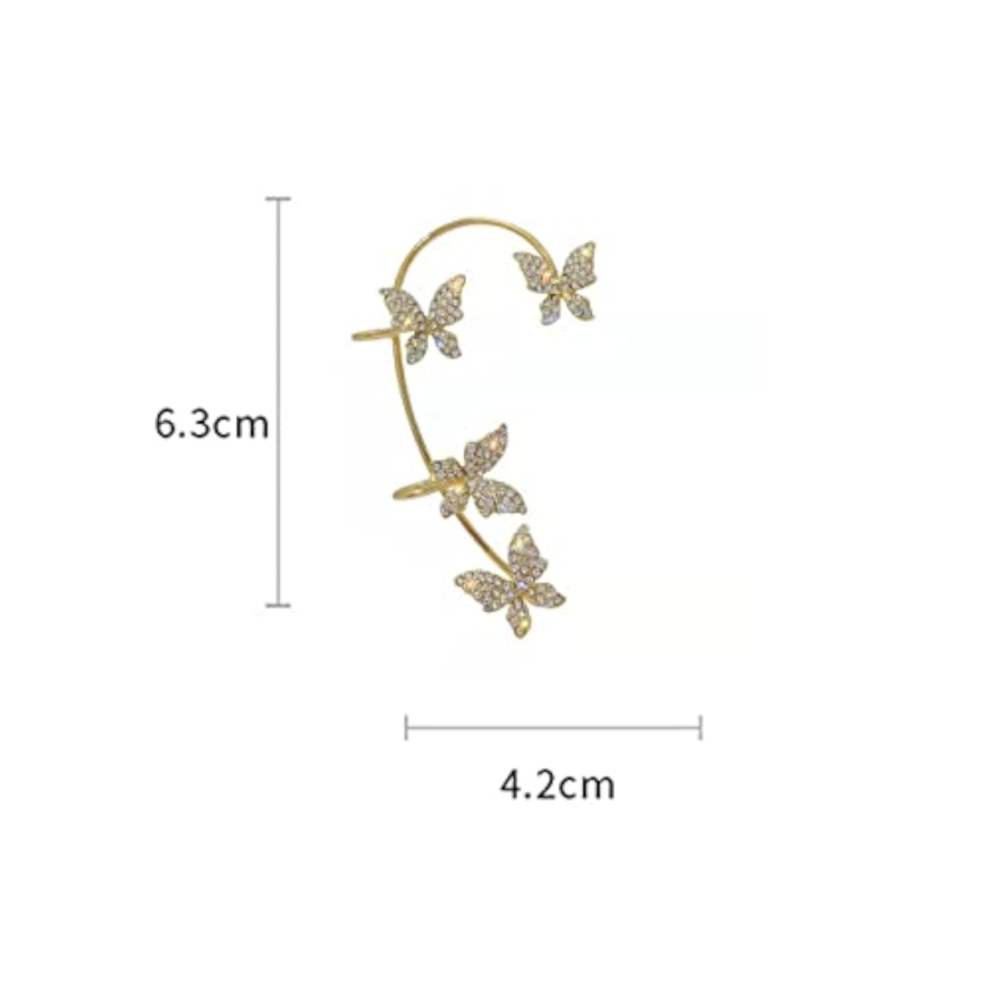 Plated Ear Cuffs Butterfly Stud Earrings