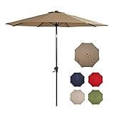 Iwicker Sunbrella 9' Patio Aluminum Market Umbrella Outdoor Table Umbrella with Push Button Tilt and...