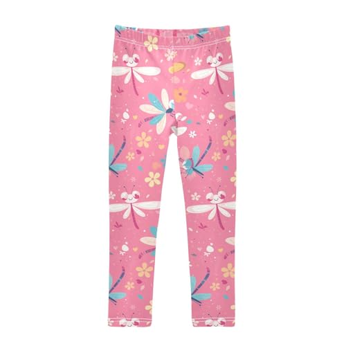 Dragonfly Pattern Illustration Kids Baby Girls Legging Stretchy High Waisted Workout Pants Sports