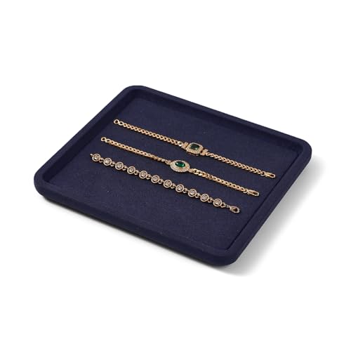 Microfiber Jewelry Trays Stackable Jewelry Display Tray Jewelry Bracelet Necklace Tray Organizer Ring Earring Necklace Organizer Tray Jewelry Trays For Drawers (Blue