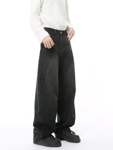 Men's Baggy Jeans Hip Hop Casual Wide Leg Y2k Skateboard Vintage Loose Denim Pants with Pockets Streetwear3
