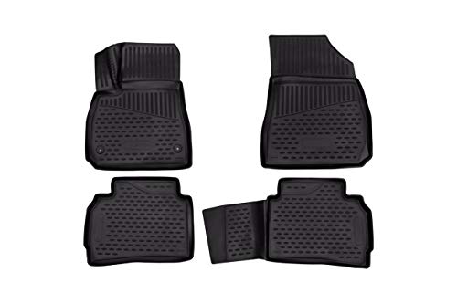 Fits 2016-2023 Chevrolet Malibu Floor Mats Front & 2nd Row Seat Liner Set 3D Custom Fit All-Weather Full Set Liners (Black)