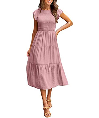 Image of Sexyshine Women's Square Neck Halter Lace Up Criss Cross Maxi Dress Tie Back Sleeveless Smocked Ruched A Line Dress