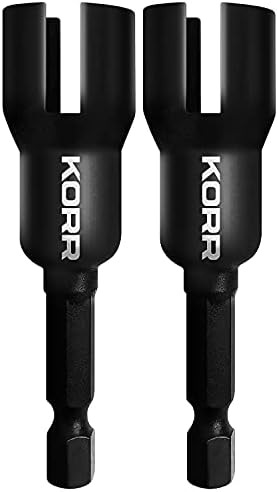 KORR Tools KIBPP027 2 Pack Wing Nut Driver, Slot Wing Nuts Drill Bit Socket Wrenches Tools, 1/4 inch Hex Shank for Panel Nuts, Eye Screws, C Hook Bolts