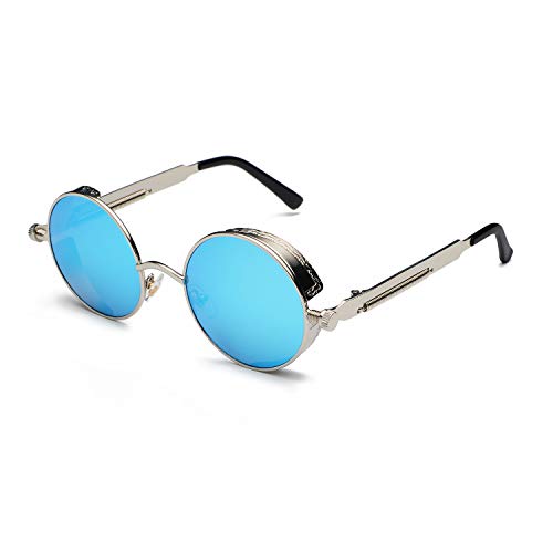 Image of PROUDDEMON Retro Gothic Steampunk Sunglasses for Women Men Round Lens Metal Frame