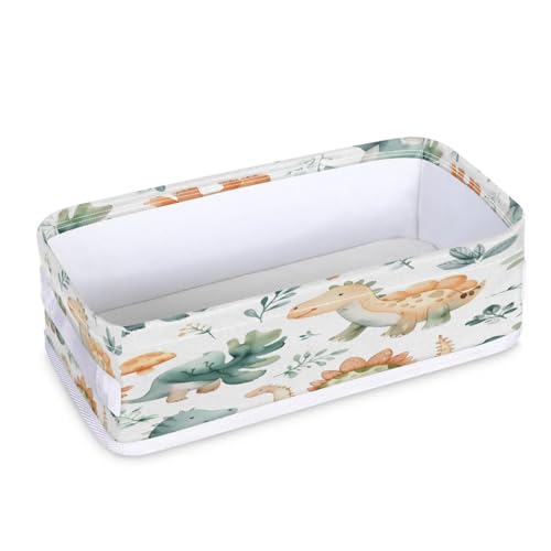 Tablerazzi Toilet Tank Topper Paper Basket with Handle, Cute Dinosaur Bathroom Storage Basket for Organizing, Cute Dino Small Fabric Storage Bins for Bathroom Decor
