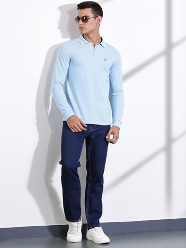 Image of Thomas Scott Men's | Solid | Full Sleeve | Regular Fit | Cotton Blend | Polo Collar | Casual Tshirt