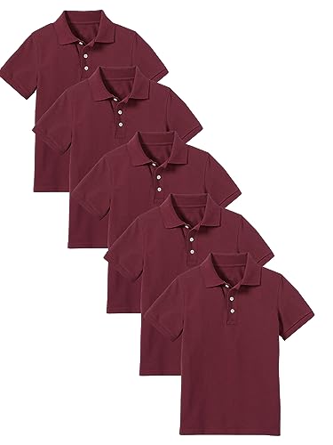 Image of Galaxy by Harvic Polo Shirt for Boys - 5 Pack School Uniform for Boys, Tagless Cotton Blend - Soft Comfortable Everyday Wear