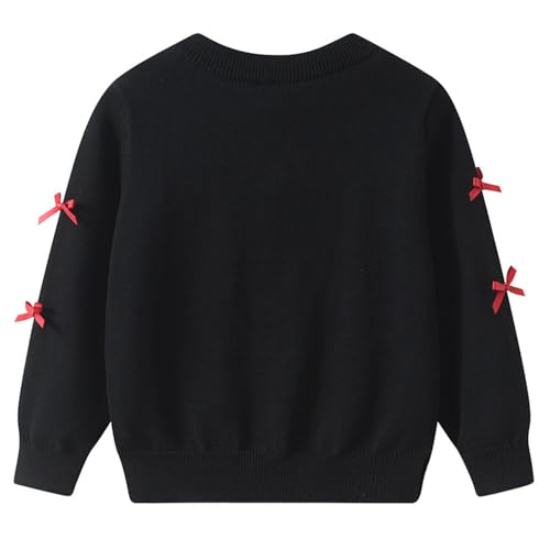 2025 Fall Fashion Cardigan for Girls Button Bows Long Sleeve Casual Loose Round Neck Winter Vacation Coat Size 2-142