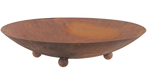 F&G Supplies Large Round 60cm Dia (2ft) Oxidised Steel Garden Fire Pit with Three Round Steel Feet - Image 4