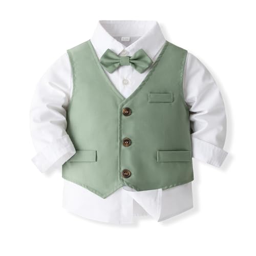 Image of Baby Boys' 4-Piece Vest Set with Dress Shirt, Vest, Pants, and Tie