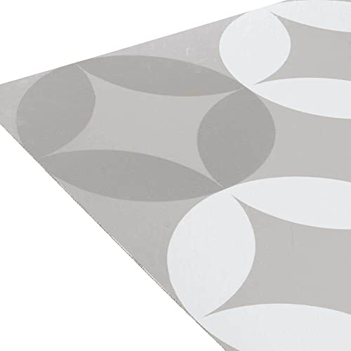 Retro Self Adhesive 12-Inch Vinyl Floor Tiles, 20 Tiles - 12" x 12", Mod Diamind Pattern - Peel & Stick, DIY Flooring for Kitchen, Dining Room, Bedrooms & Bathrooms by Achim Home Decor, Grey/White
