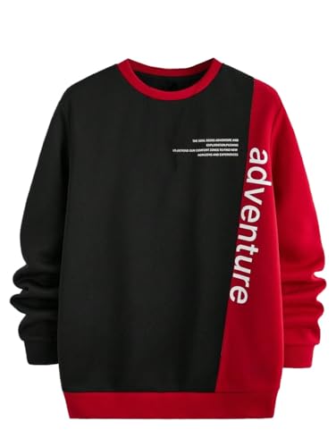 Tagas Men’s Colorblock Adventure Print Sweatshirt – Winterwear Round Neck Pullover | Casual Stylish Fleece Hoodie | Sizes S-XXL