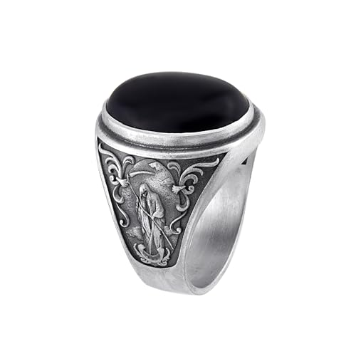 Handmade Onyx Ring, 925 Sterling Silver Rings, Life and Death Jewelry For Him, Black Stone Rings, Unique Gift For Men