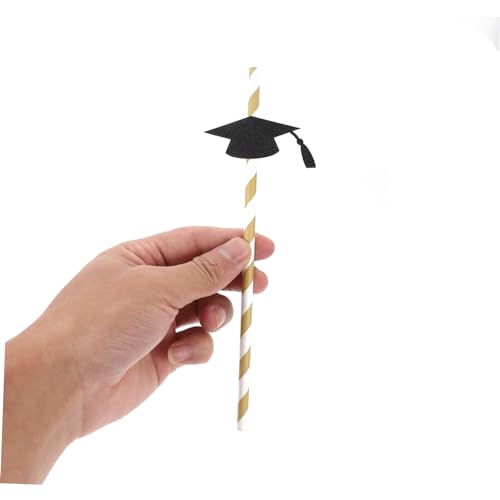 Pitillos de papel negros flexibles para graduación 12 pcs miniatura 4