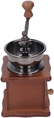 Jenivaint Hand Coffee Mill Grinder Manual Coffee Grinder with Beech Wood Base and Stainless Steel Parts Adjustable Thickness Retro Mill for Grounds At Home Office - 2