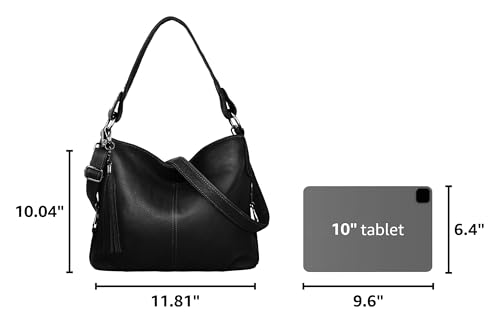 Image of YALUXE Women's Real Leather Shoulder Bags Hobo Handbag Purse Crossbody Bag