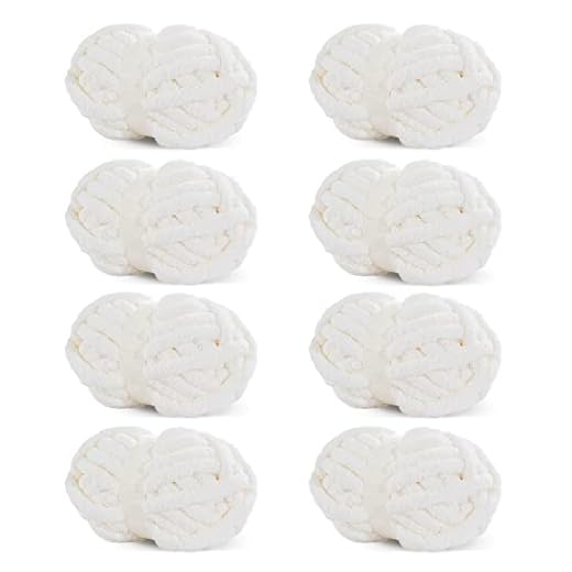 HOMBYS White Chunky Chenille Yarn for Crocheting, Bulky Thick Fluffy Yarn for Knitting,Super Bulky Chunky Yarn for Hand Knitting Blanket, Soft Plush Yarn, 8 Jumbo Pack (31.7 yds,8 oz Each Skein)