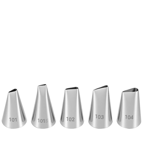 Piping Tips Set 5PCS Piping Nozzles Cake Decorating Supplies Flower Petal Icing Tips Stainless Steel Cakes Decor Pastry Tools for Cake Decorating Cupcake