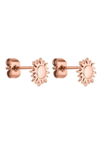 Purelei Elegante Sonnen-Ohrstecker für Frauen – 18K vergoldet, Edelstahl, filigran & leicht (7,5 mm) (Rosegold) – Ansicht 1