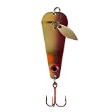 Northland Tackle Ice Fishing Thumper Spoon, Stamped Brass Flutter Spoon Ice Fishing Lure for Walleye, Crappie, & More, 10 Colors, Super-Glo Red Gold, 1/8 Oz
