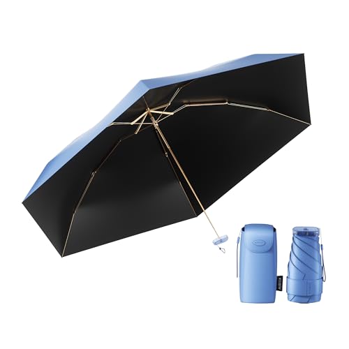 MJOFFIN Travel Mini Umbrella,Compact Umbrellas for Rain,Mini Travel Umbrella for Purse,Sun UV Umbrella,Small Umbrella for Women,Kids,Girls(Grayish Blue)