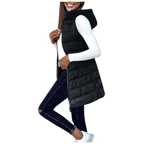 Gilet ultra chaud femme doudoune légère zippée avec grande capuche