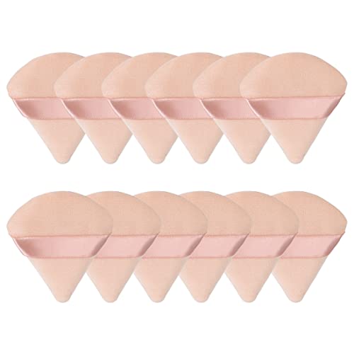 12 Pieces Triangle Powder Puff Soft Makeup Puff For Face Loose Powder Cosmetic Foundation Sponge Wet Dry Makeup Tool-Nude #TOP4