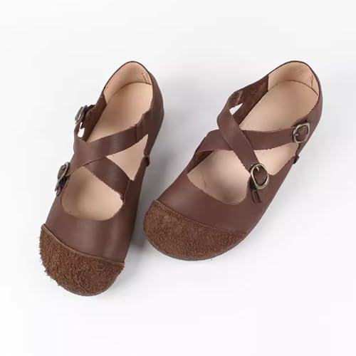 Women's Splicing Cap Toe Cross Strap Mary Jane Flats Comfortable Round Toe Soft Foldable Non-Slip Slip-On Formal Shoes Shopping Office Work Shoes3