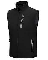 Outdoor Ventures Softshell Weste Herren Outdoor Fahrradweste Wasserdicht Winddichte Ärmellose Jacke Full Zip Atmungsaktive Laufweste Schwarz L