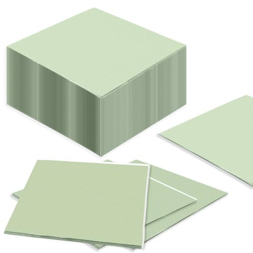 Rongrongago 100 piezas servilletas verde salvia, 33×33 cm, servilletas de papel verde salvia adecuado para bodas y fiestas de cumpleaños