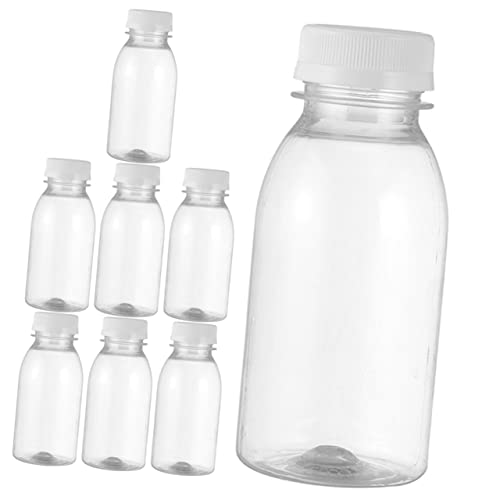 OUNONA 8Pcs Reusable Milk Bottles Transparent Juice Containers Pet Drinking Bottles for Home Use Convenient Storage for Beverages Travel Friendly