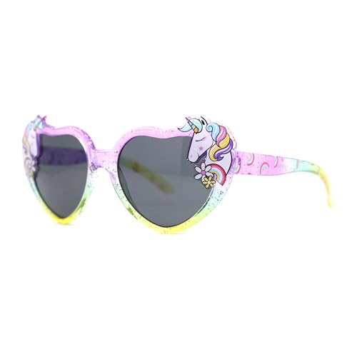 SA106 Girls Kids Unicorn Badge Tie Dye Glitter Plastic Hippie Sunglasses