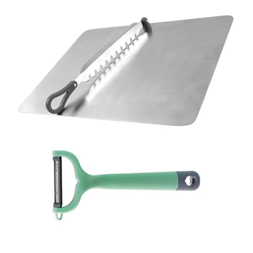 Image of SUPERMOM Kitchen Tool 2 Pc - Combo of Stainless Steel Cut & Chop Veggies Slicer with Plastic Fruit & Vegetable Peeler, Sharp Stainless Steel Blade, Comfortable Grip Handle for Cutting, Peeling & More