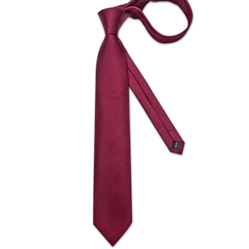 Image of DiBanGu Mens Silk Necktie Solid Color Tie and Pocket Square Cufflink Tie Clip Set Woven Plain Ties for Men Wedding Party